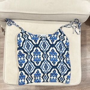 Zara Blue and Cream Patterned Camisole